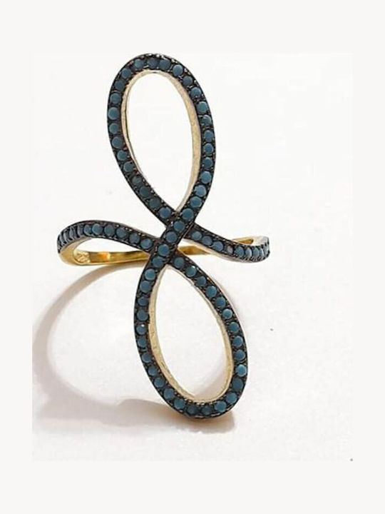 One Jewellery Γυναικείο Δαχτυλίδι με Ζιργκόν από Ασήμι Επιχρυσωμένο