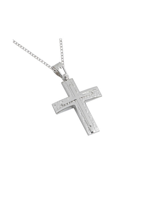 Weißgold Kreuz 14K mit Kette