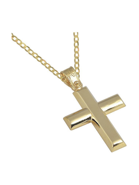 Herren Gold Kreuz 14K mit Kette