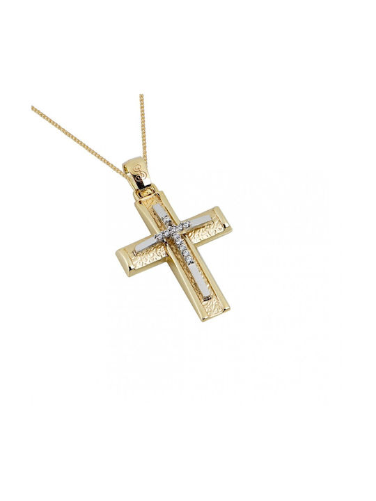 Damen Gold Kreuz 14K mit Kette