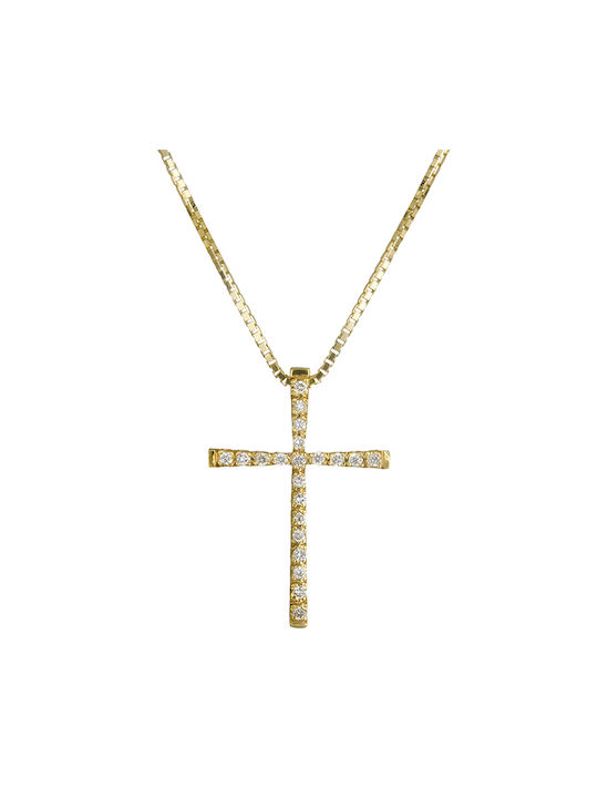 Damen Gold Kreuz 18K mit Kette