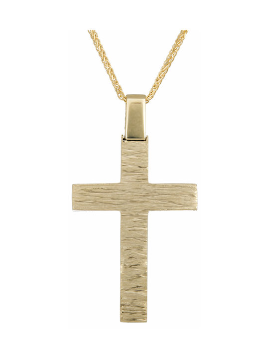 Herren Gold Kreuz 14K mit Kette