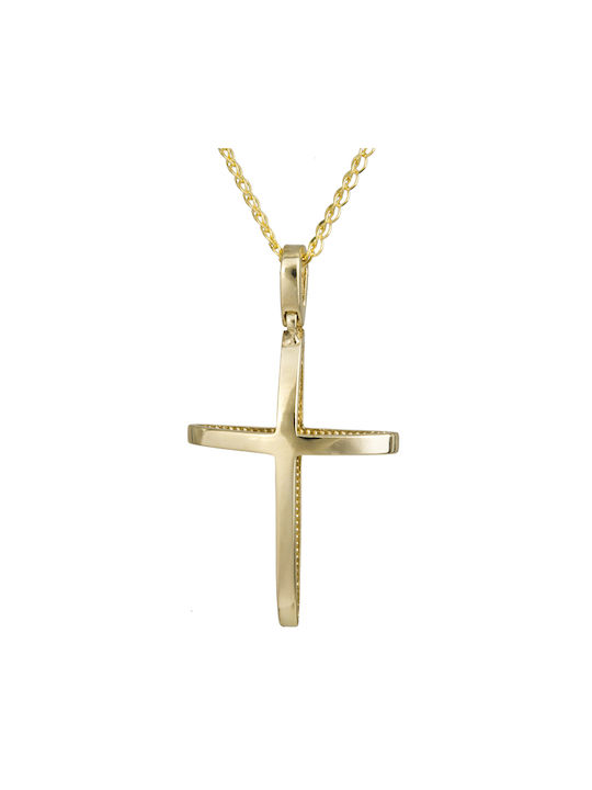 Herren Gold Kreuz 14K mit Kette