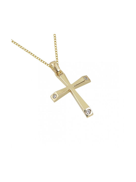 Damen Gold Kreuz 14K mit Kette