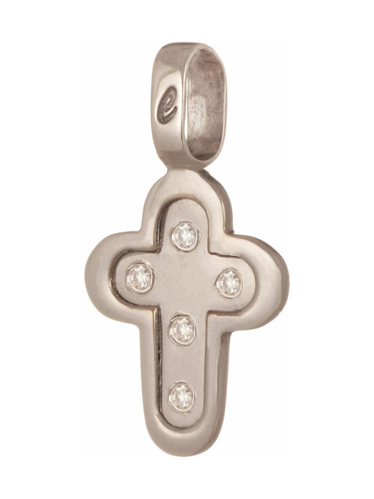 Women's White Gold Cross 18K