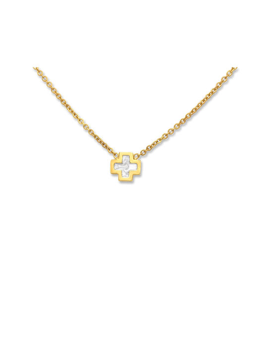 Damen Gold Kreuz 14K mit Kette