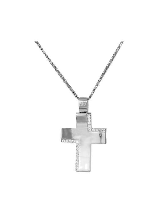 Damen Weißgold Kreuz 14K mit Kette