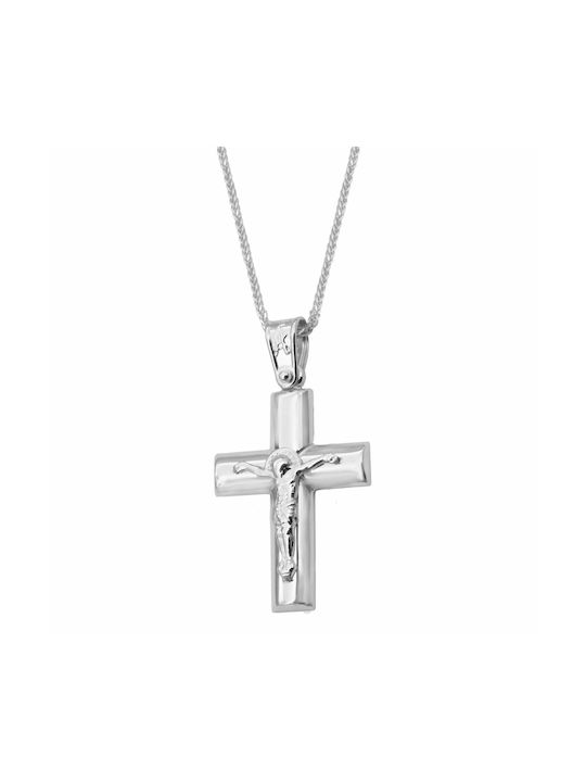 White Gold Cross 9K with Chain