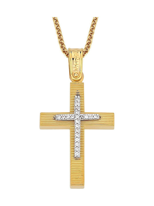 Damen Gold Kreuz 14K mit Kette