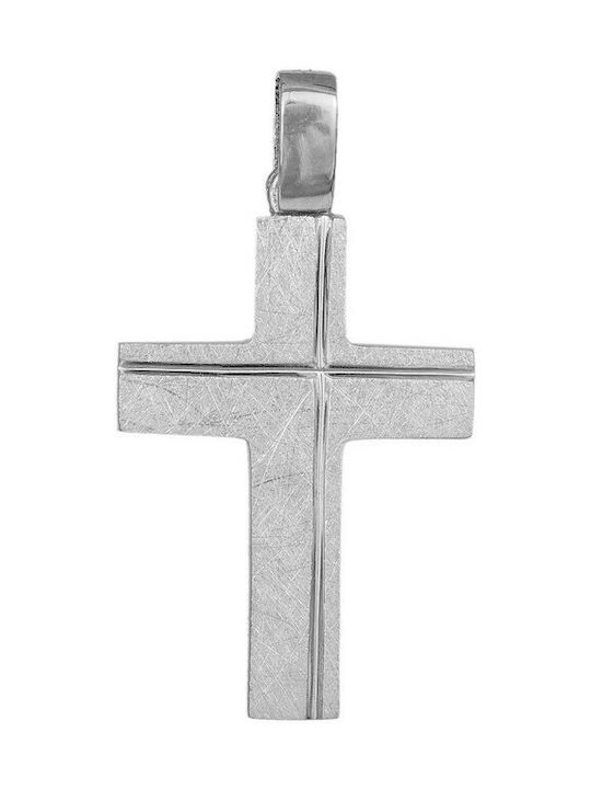 Men's White Gold Cross 14K