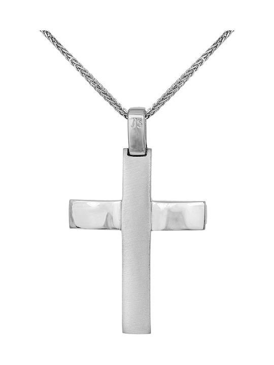 Herren Weißgold Kreuz 14K mit Kette