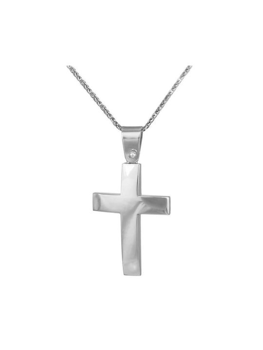 Herren Weißgold Kreuz 9K mit Kette