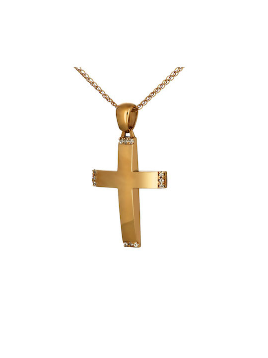 Femeiesc Aur Roz Cruce 14K