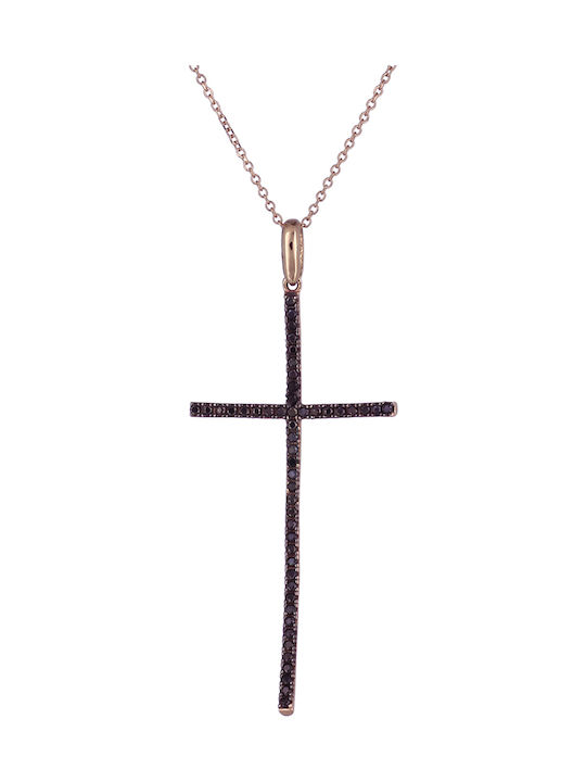 Damen Roségold Kreuz 14K