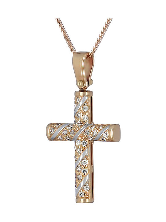 Damen Roségold Kreuz 14K