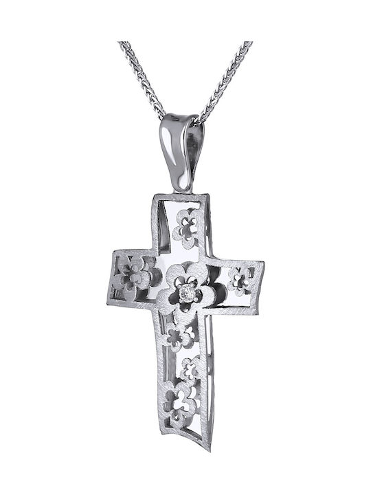 Damen Weißgold Kreuz 14K