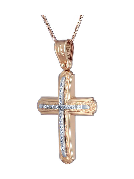 Femeiesc Aur roz Cruce 14K