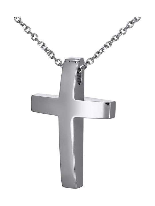 Men's White Gold Cross 14K