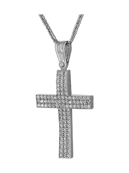 Damen Weißgold Kreuz 14K