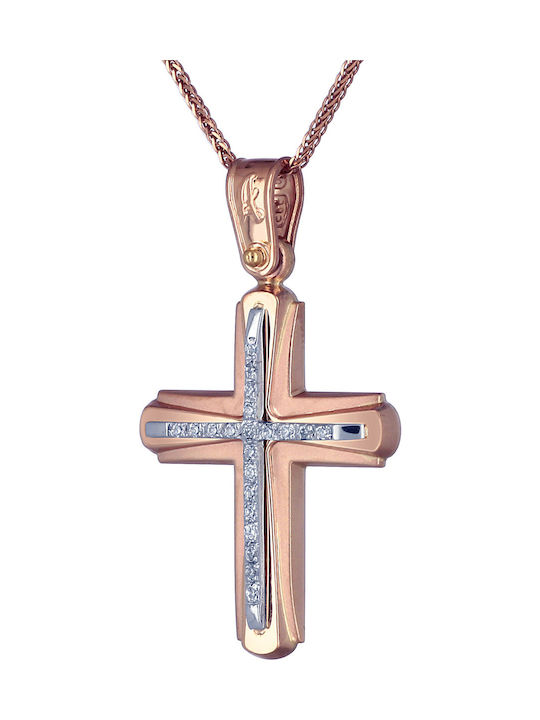 Damen Roségold Kreuz 14K