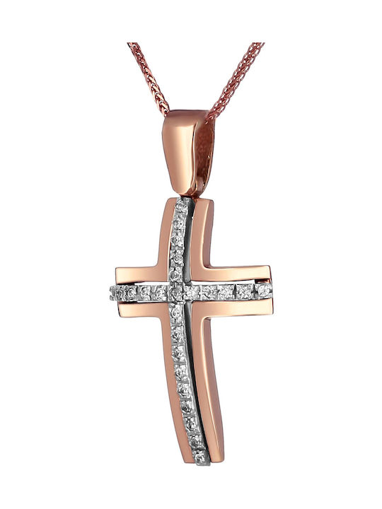 Damen Roségold Kreuz 14K