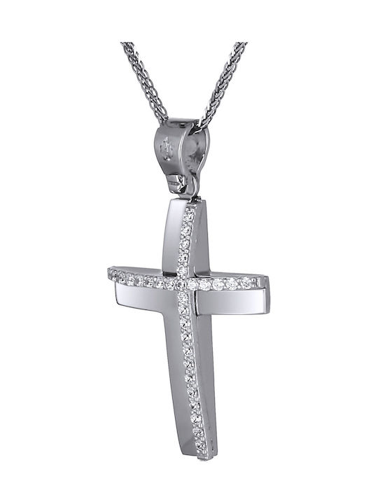 Damen Weißgold Kreuz 14K