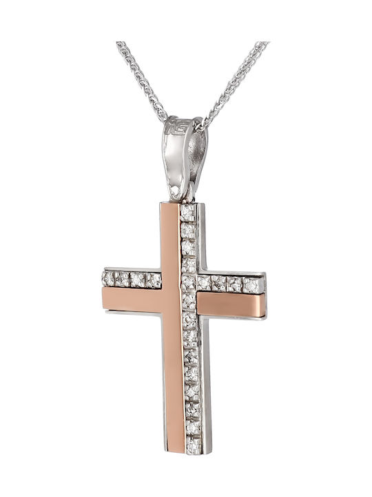 Damen Roségold Kreuz 14K