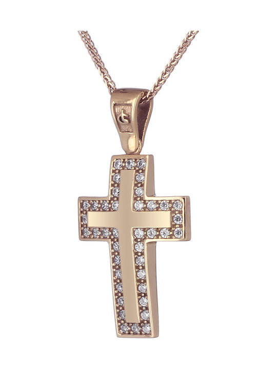 Damen Roségold Kreuz 14K