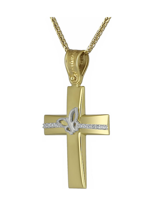 Damen Gold Kreuz 14K