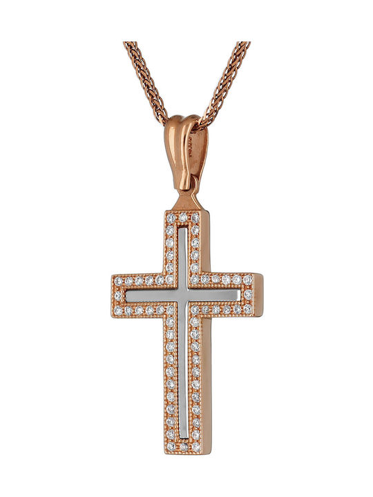 Damen Roségold Kreuz 14K