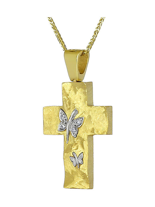 Damen Gold Kreuz 14K