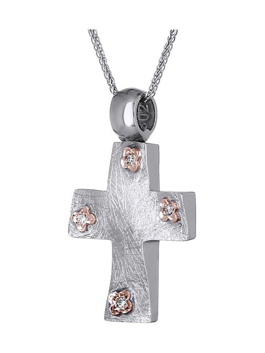 Damen Weißgold Kreuz 14K