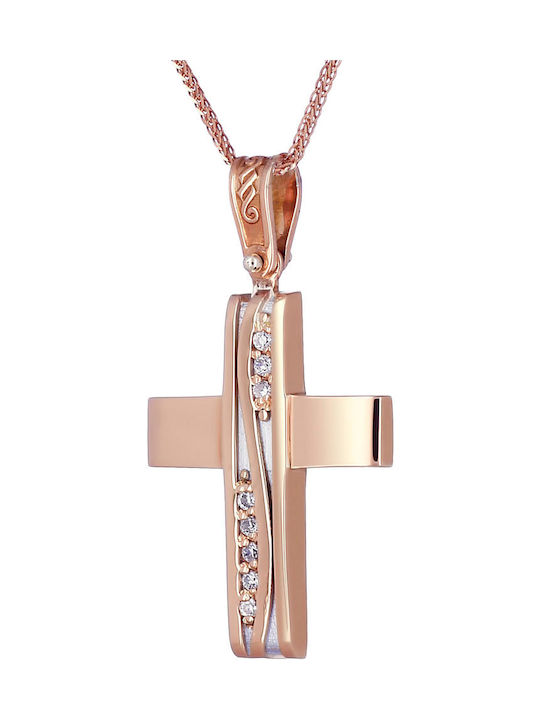 Damen Roségold Kreuz 14K