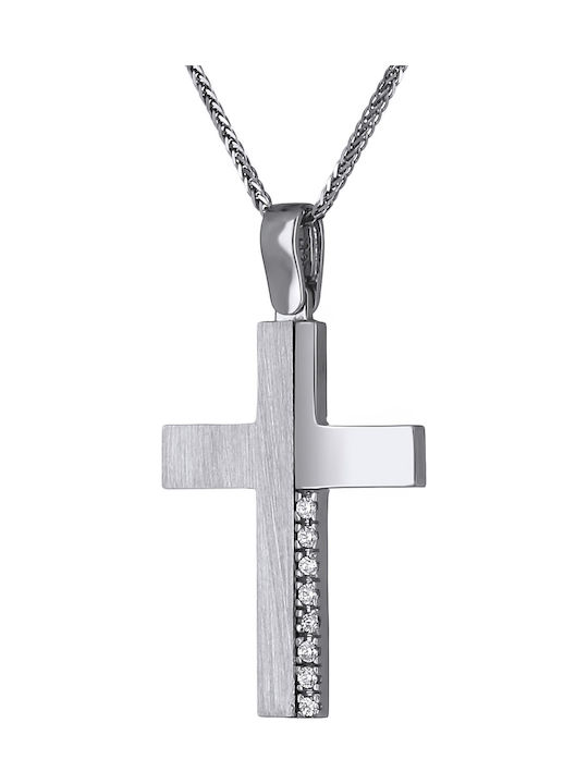 Damen Weißgold Kreuz 14K