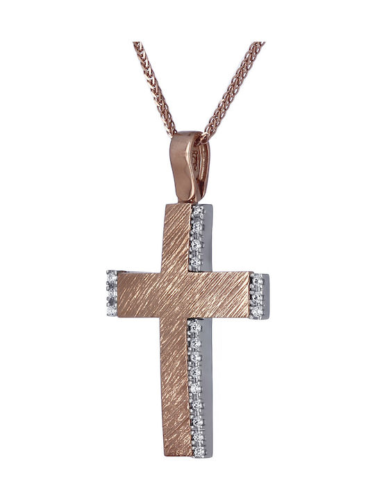 Damen Roségold Kreuz 14K