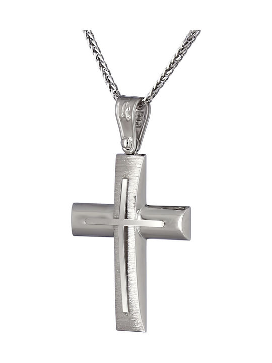 Men's White Gold Cross 14K