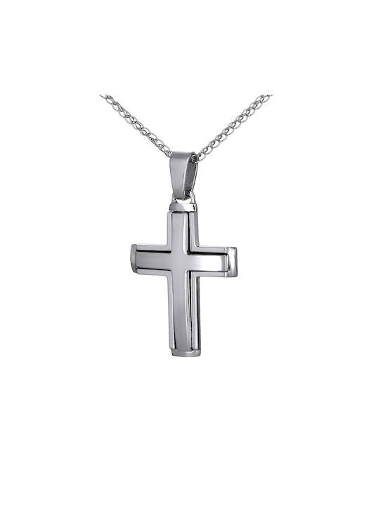 Men's White Gold Cross 14K