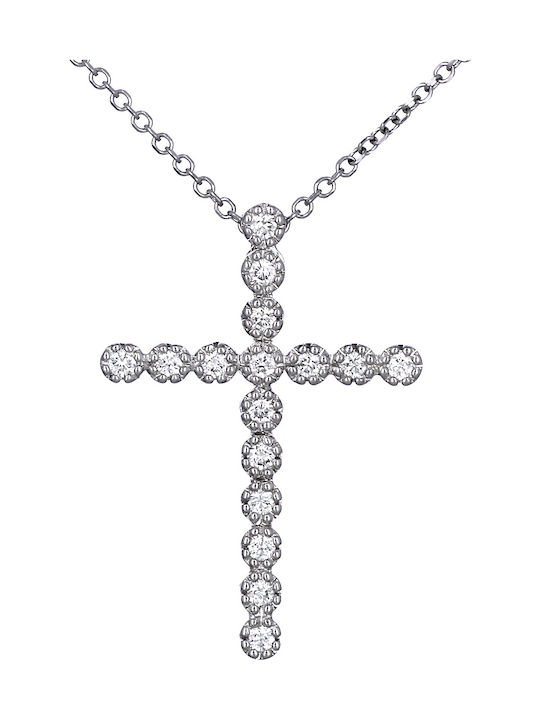 White Gold Cross 18K