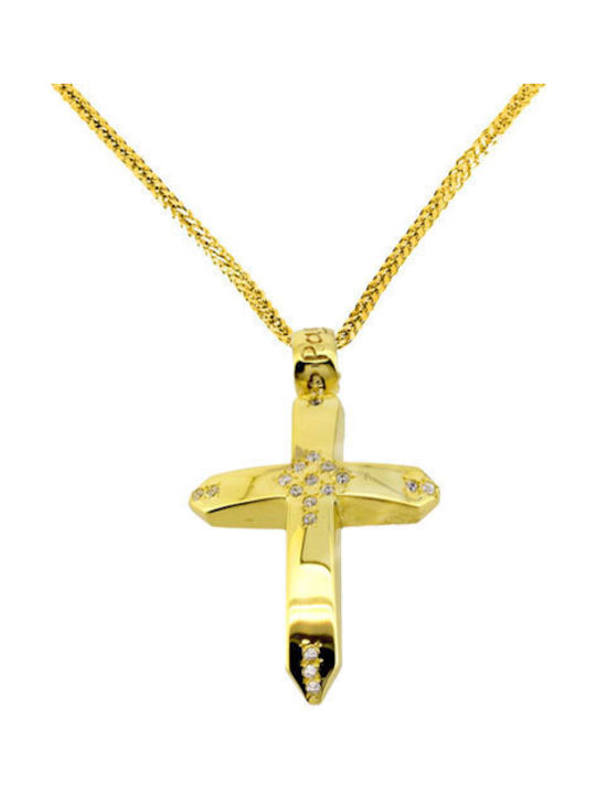 Damen Gold Kreuz 14K mit Kette