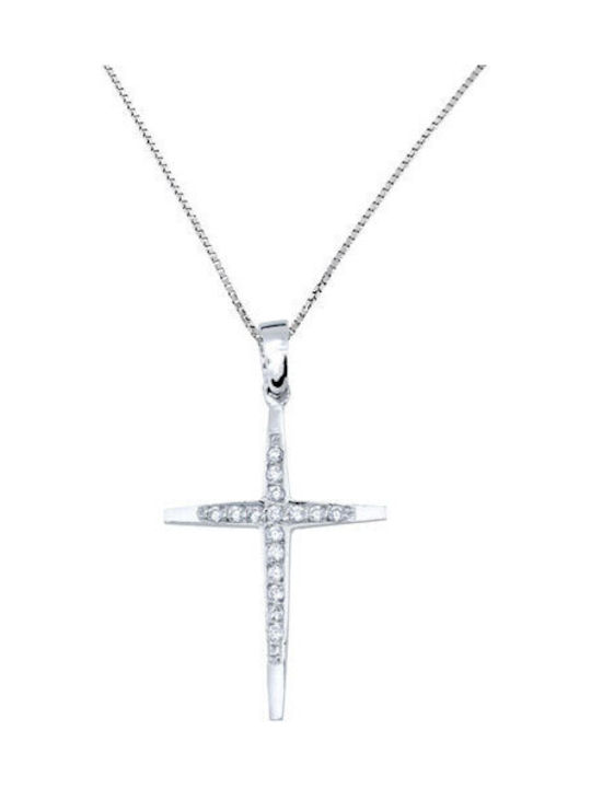 Damen Weißgold Kreuz 14K mit Kette