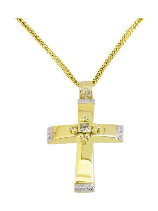 Damen Gold Kreuz 14K mit Kette