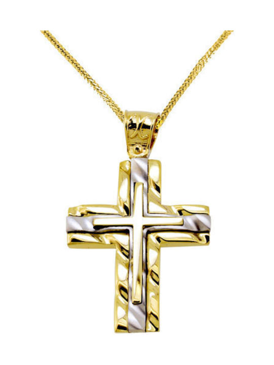 Herren Gold Kreuz 14K mit Kette