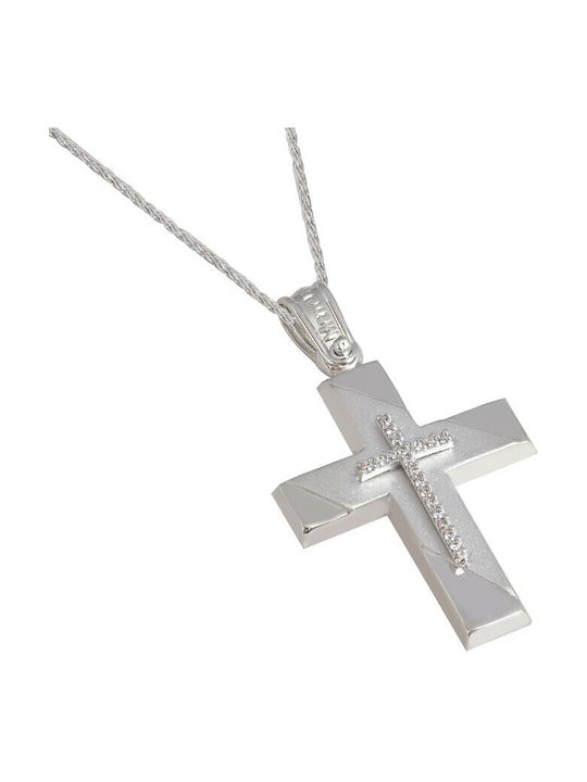 Damen Weißgold Kreuz 14K mit Kette