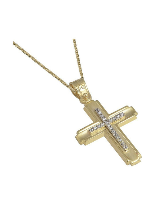 Damen Gold Kreuz 14K mit Kette