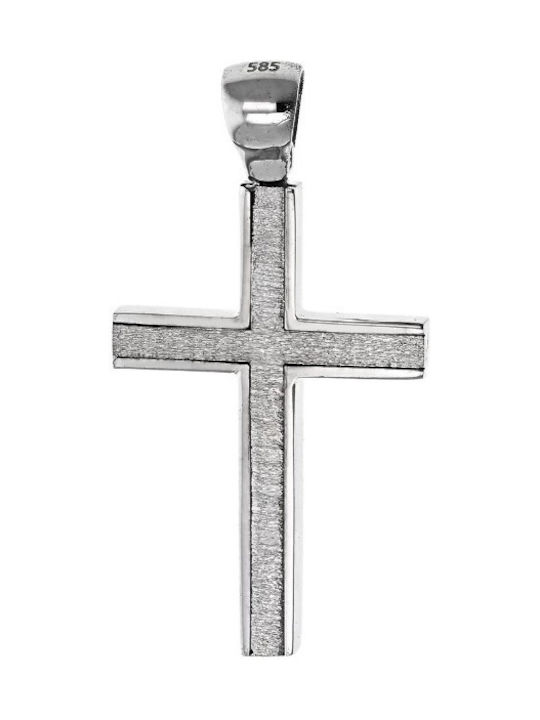 White Gold Cross 14K Double Sided