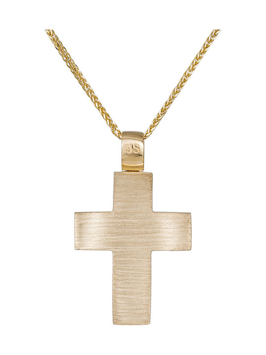 Herren Gold Kreuz 14K mit Kette