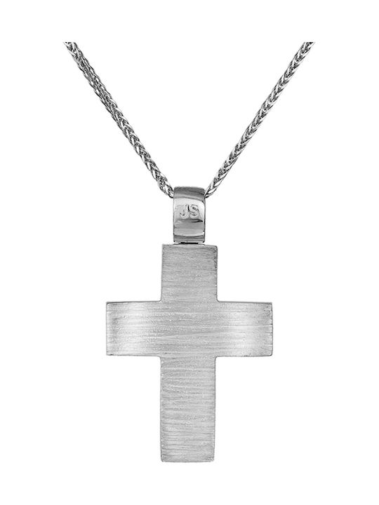 Herren Weißgold Kreuz 14K mit Kette