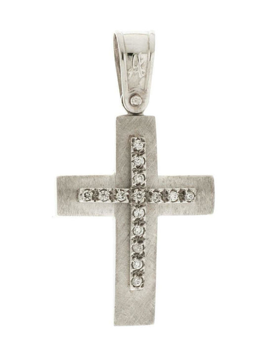 Damen Weißgold Kreuz 14K