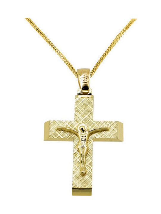 Herren Gold Kreuz 14K mit Kette