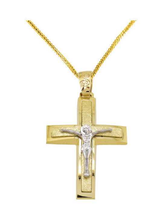 Herren Gold Kreuz 14K mit Kette